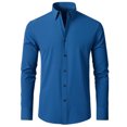 thumbnail image 4 of XDZJLR Mens Shirts Dress Solid Long Sleeve Stretch formal Business Button Down Tops, 4 of 4