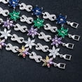 thumbnail image 3 of Amethyst Purple Cubic Zirconia Flower Charm Bangle Bracelets for Women Lady, 3 of 9