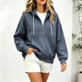 thumbnail image 5 of 2026 Zip Up Hoodies for Women Fall Winter Casual Sweatshirts Zipper Oversized Lightweight Cute Jackets with Pockets, Gray, L, 5 of 6
