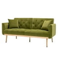 thumbnail image 2 of Velvet Mini Sofa, Accent Sofa, Mid Century Modern Velvet Fabric Couch Convertible Futon Sofa Bed, Recliner Couch, Loveseat Sofa with Rose Gold Metal Feet, for Living Room, Bedroom, Olive, 2 of 7
