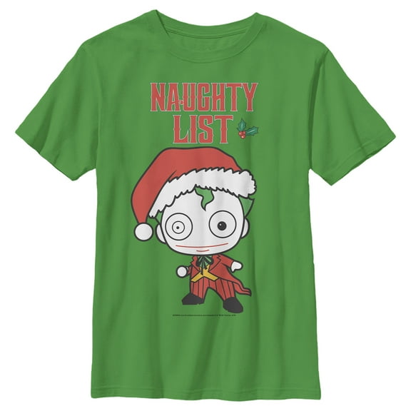 Boy's Batman Christmas Joker Naughty  Graphic Tee Kelly Green X Small