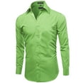 thumbnail image 2 of Men's Slim Fit Button Up Long Sleeve Solid Dress Shirt - Apple Green - M (15-15.5) 34/35 sleeve, 2 of 5