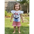 thumbnail image 4 of Disney Minnie Mouse Toddler Girls 2 Piece Pajama Short Set Red Gingham Gauze Summer Sleepwear Outfit, 4 of 8