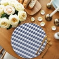 thumbnail image 2 of Navy Blue Striped Round 13 Inch Placemats Set of 4, Farmhouse Striped Geometric Art HeatResistant Non Slip Place Mats for Dining Table, Wipeable Braided Kitchen Table Mats for Housewarming, 2 of 9