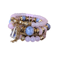 thumbnail image 3 of yuksok Boho Multilayer Bead Bracelet Stretch Bangle Unique Charm Beaded Bracelets Pink, 3 of 9