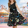 thumbnail image 6 of Delliss Girls Dresses Butterfly Print Sleeveless Solid Color Skater Casual Simple Dress 4-14 Years, 6 of 7