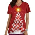 thumbnail image 2 of Xfvqtps Christmas Scrub Tops for Women Soft V-Neck Scrubs Comfortable Lightweight Nursing Uniforms Casual Printed Short Sleeve Nurse Top Working Uniforms with Pockets Red, 2 of 5