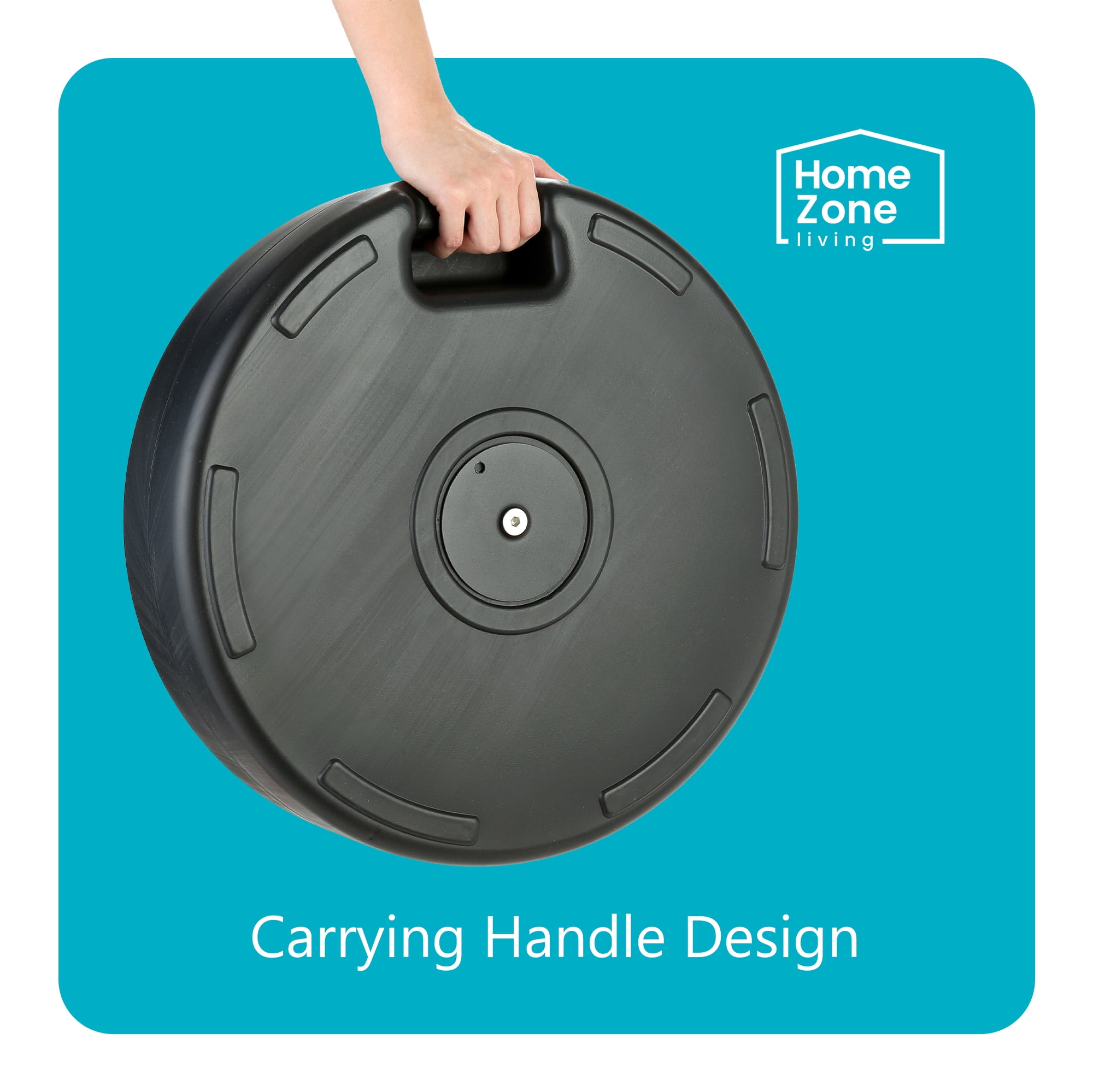 Home Zone Living 17L (40lbs) Circular Central Pole Umbrella Base with Thin Rattan Design w/Steel Umbrella Holder