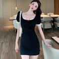 thumbnail image 1 of Greyghost Femmes de Style Occidental Fil de Robe Taille Haute Jupe en Dentelle Tempérament Était Robe Mince Printemps et Été Noir 2XL, 1 of 5