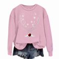 thumbnail image 4 of Aobny Long Sleeve Womens Hoodie Christmas Pink Crew Neck Sweatshirts Holiday Pullover Going Out Outfits for Women,XL, 4 of 5
