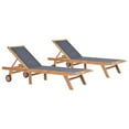thumbnail image 5 of vidaXL Folding Sun Loungers with Wheels 2 pcs Solid Teak and Textilene, 5 of 10