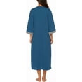 thumbnail image 4 of Oudiya Women Zipper Robe Loungewear Dress Full Length Nightgown Housecoat 3/4 Sleeves Sleepwear with Pockets, 4 of 5