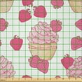 thumbnail image 2 of Ambesonne Cupcake Fabric by the Yard Microfiber, Doodle Style Strawberry, 3 Yards, Pale Pink Peach Pink, 2 of 4