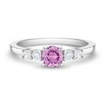 thumbnail image 1 of 925 Sterling Silver Size 4 Shiny Pink & Clear Round Cubic Zirconia Ring Bands, 1 of 6