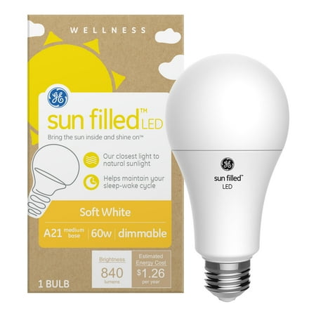 

GE Sun Filled LED Light Bulb 60 Watt Eqv Soft White A21 Standard Bulb