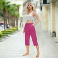thumbnail image 6 of Wyobmus Womens Casual Capris Summer Side Split Crop Pants Loose Comfy Elastic Waist Yoga Jogger Capri Pants With Pockets S-3X A-Hot Pink, 6 of 8