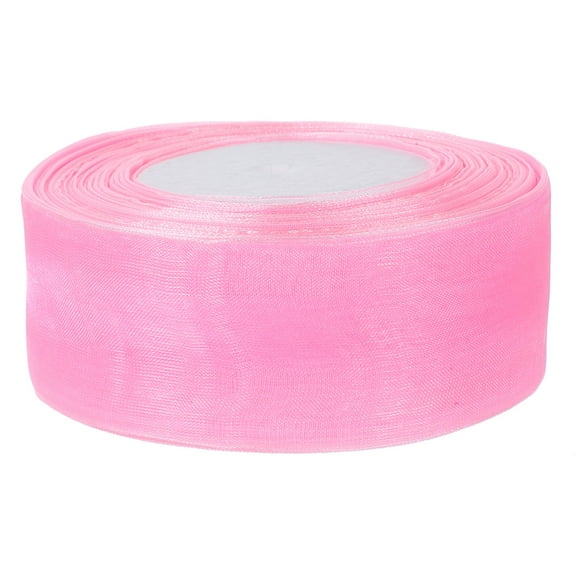 ELAYARD Sheer Pink Organza Ribbon for DIY Crafts and Present Wrapping Chiffon Material