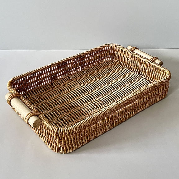 AURARMLET Basket Storage Khaki 1Pcs 13.8x9.8in Rectangular Bread Storage Household