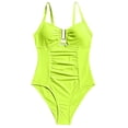 thumbnail image 5 of QURATI Swimwear Women'S V Neck Swimsuit Adjustable Spaghetti Straps Bathing Suit Swimwear Yellow XL, 5 of 7
