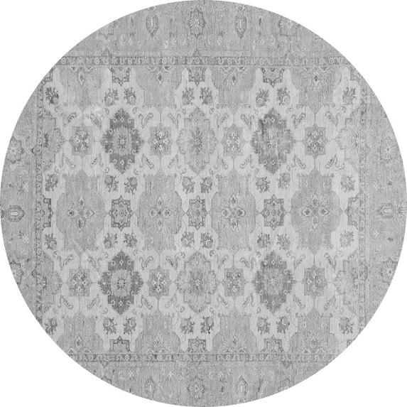 Ahgly Company Indoor Round Abstract Gray Modern Area Rugs, 8' Round
