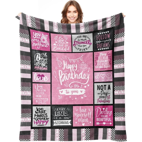 Happy Birthday Blanket Birthday Gifts for Women - Happy Birthday to You 50" X 60" Soft Throw Blanket - Happy Birthday Gifts for Woman Girl Birthday Gift Ideas