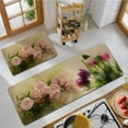 thumbnail image 3 of Rose Kitchen Rugs and Mats Non Skid Washable 2 Pieces Natural Rubber, Flowers Kitchen Mats for Floor Runner Rugs Standing Mat Set (17" Wx30 L+17" Wx 47" L) Watercolor, 3 of 3