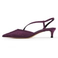 thumbnail image 2 of FSJ Women Graceful Kitten Low Heels Studded Rhinestone Mesh Pumps Pointed Closed Toe Elastic Strap Slingback Sandals Wedding Shoes Size 12 Purple, 2 of 4