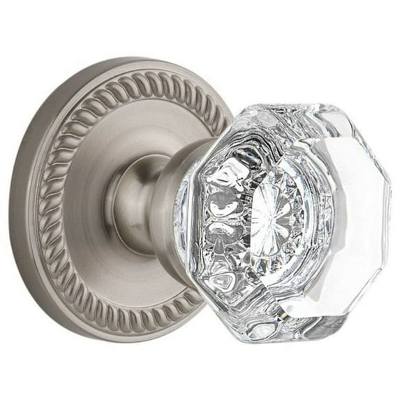 Grandeur Newchm_Prv_238 Newport Solid Brass Rose Privacy Door Knob Set - Nickel