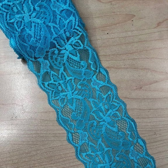 Elastic Lace Trim Lace Ribbon For Sewing Decoration Dodger Blue 80mm Polyester