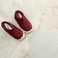 thumbnail image 4 of Women's Indoor Slipper Socks Thick Plush Lined Cable Knit Outer Anti Slip Rubber Particle Sole Loose Short Cuff Muted Solid Home Wear, Slipper Socks With Grips for Women Wine Free Size, 4 of 7