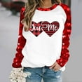 thumbnail image 2 of VALMASS Chandails en Molleton à Col Rond pour Femmes de la Saint-Valentin Manches Raglan Hauts Décontractés Mode Imprimé Cœur Pull Blouses (2TG, Rouge), 2 of 4