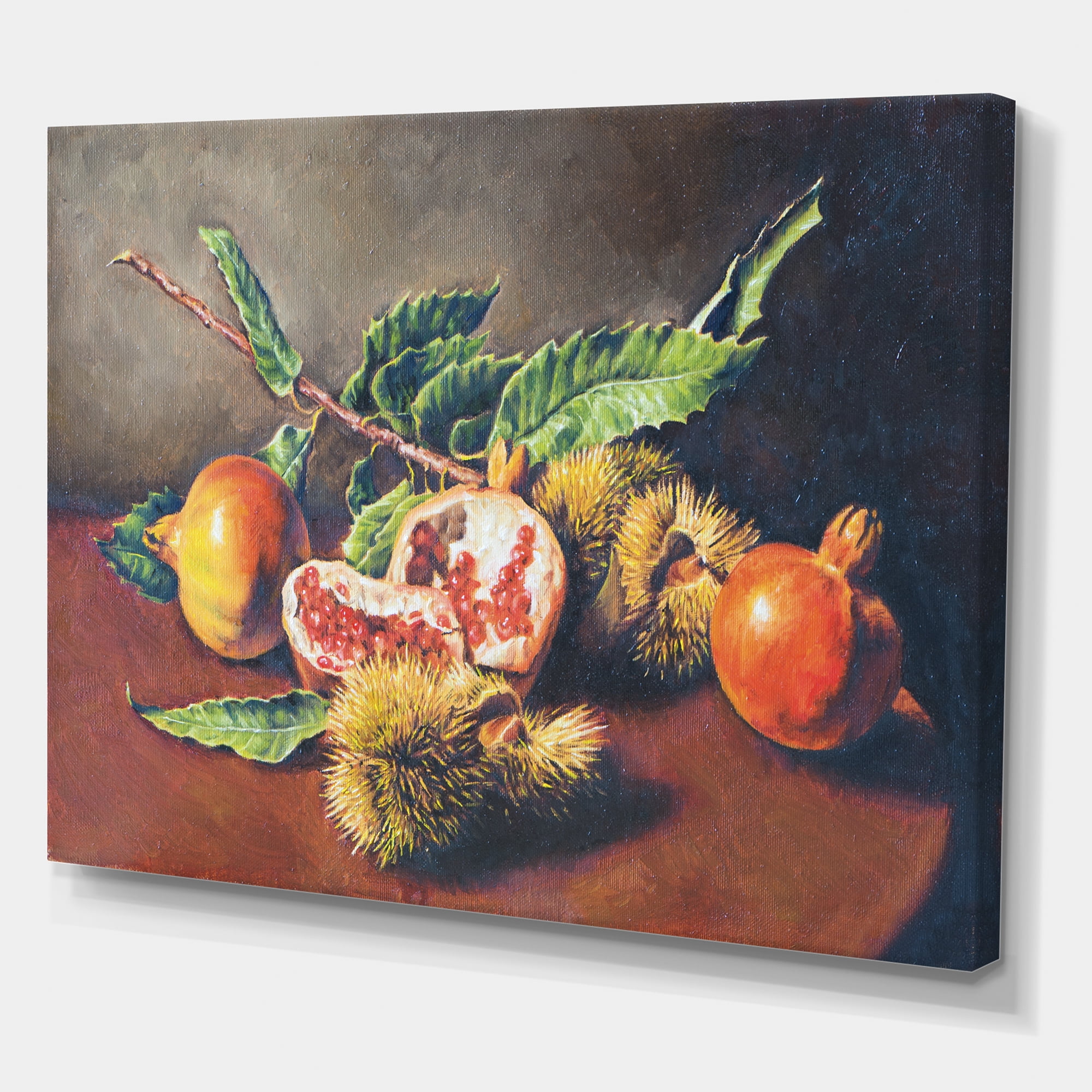 Designart ' Ancient Still Life of Orange Fruits ' Traditional Canvas Wall Art Print