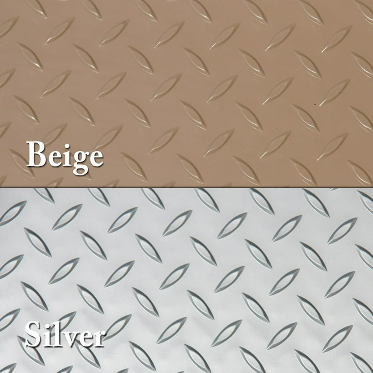 Rubber-Cal Diamond-Plate Metallic 4 ft. x 25 ft. Silver PVC Flooring (100 sq. ft.) Rubber-Cal Diamond-Plate Metallic 4 ft. x 25 ft. Silver PVC Flooring (100 sq. ft.)