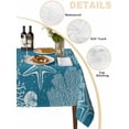 thumbnail image 2 of Blue Coastal Table Cloth, Waterproof Tablecloth for Square Tables, Starfish Coral Summer Beach Ocean Reusable Washable Fabric Table Cover for Restaurant Kitchen Dining Tables 60"x60", 2 of 9