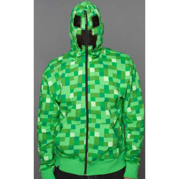 Minecraft Creeper Premium Zip Up Mens Adult Halloween Costume 