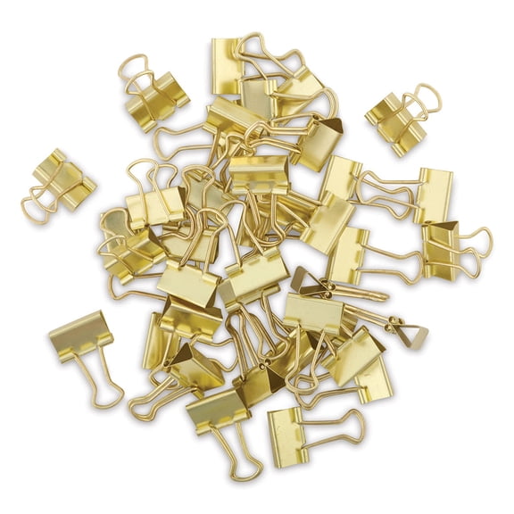 U Brands Binder Clips, Paper Clamps, 15mm, Mini, Gold Finished Steel, Paper Organization, 40 Count, 763U