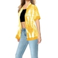thumbnail image 2 of HAPPY BAY Women's Casual Beach Short Sleeve Blouse Shirt TShirts Button Down Dress Tops Tee Shirts Hawaiian Blouses for Women XL Tie Dye, Yellow White, 2 of 5