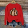 thumbnail image 5 of Ounisa Halloween Women's Pullover Thanksgiving Sweatshirt Pumpkin Printed Crew Neck Blouse Long Sleeve Tops with Pocket, 5 of 5