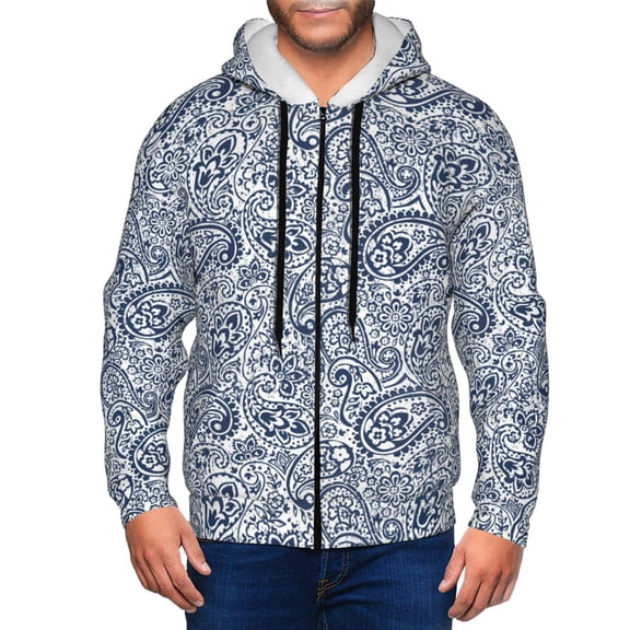 Vsdgher Paisley4 Mens Hoodies Zip Hoodie, Hoodies for Men, Zip-up Hooded Sweatshirt-Small