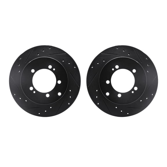 Dynamic Friction Company Rear Brake Rotors-Drilled and Slotted-Black 8002-72052