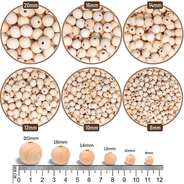 600 Uds cuentas de madera Natural sin terminar cuentas sueltas de madera redondas cuentas espaciadoras de madera para hacer manualidades Botao