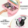 thumbnail image 6 of Yeabett 3 Tier Rolling Utility Cart Organizer with Removable Drawer, Mobile Storage Carts with 2 Lockable Wheels for Bathroom, Kitchen, Snack, Craft, Makeup, Baby Essentials, Pink, 6 of 8