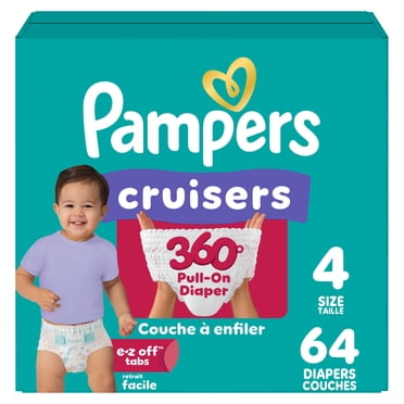Pampers Diapers - Cruisers 360° - Size 4, up to 100% Leakproof Fit, Designed for Active Babies, Pull On Diaper, EZ Off Tabs Designed for Easy Changes