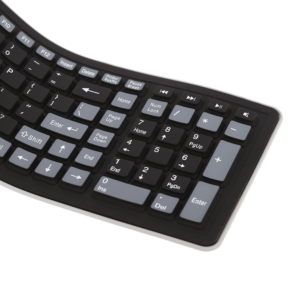 2.4 Portable Mini Flexible Roll Up Water Resistant Washable Soft Silicone Wireless Keyboard with USB Receiver for PC Tablet Laptop Computer
