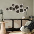 thumbnail image 2 of Modernist Botanical Flowers, Abstract Metal Wall Sculpture, Contemporary Decor, White, Black and Gold, Iron, 52 Inches (132 cm) Oversized, 2 of 7