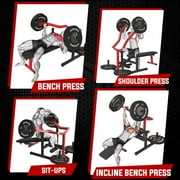 Syedee Chest Press Machine, 1250LBS Capacity with Independent Converging Arms, Adjustable Flat Incline Fitness Bench for Home Gym