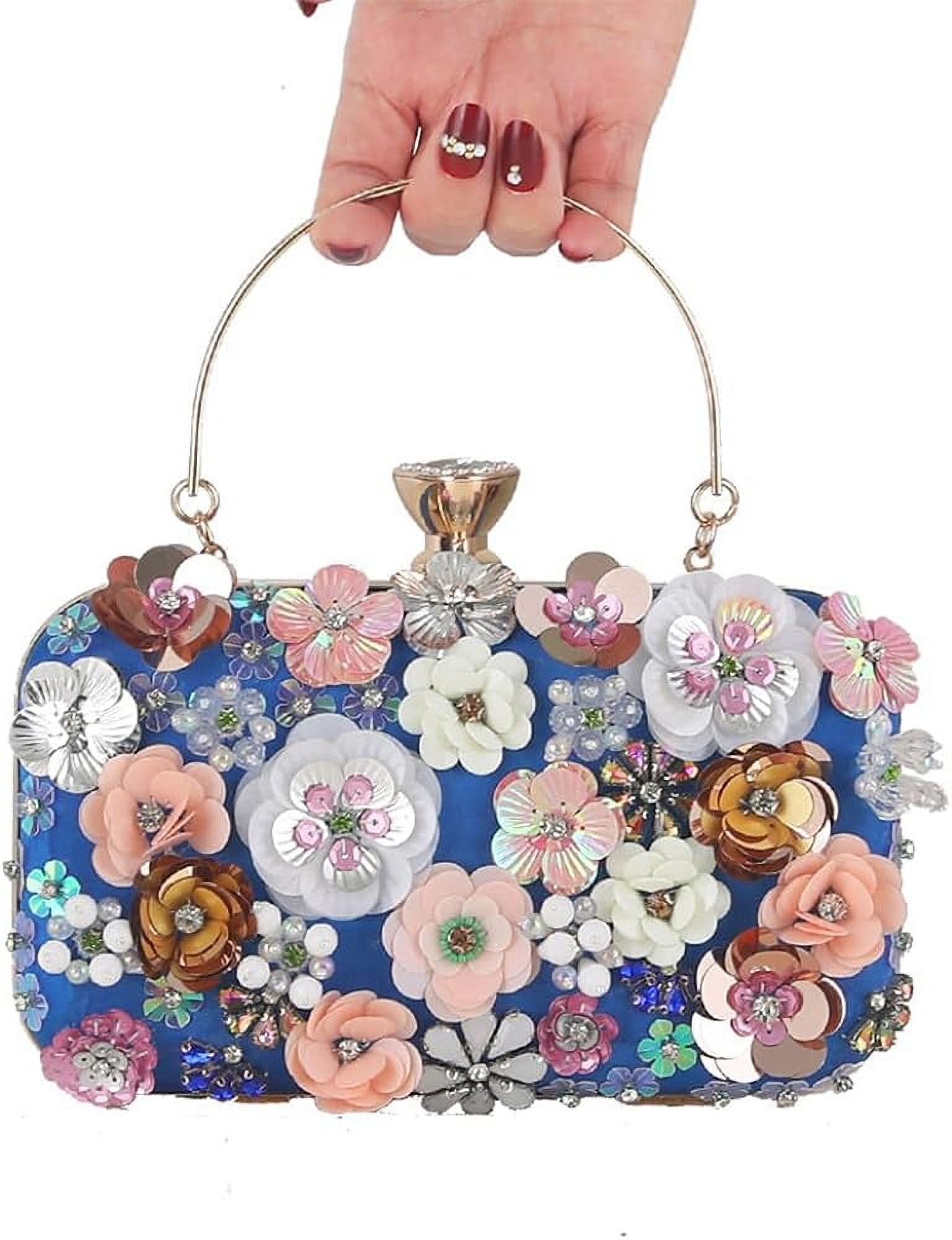 Euphrates Beaded Floral Evening Clutch Purse photo 2