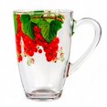 thumbnail image 4 of STP GOODS Red Currant Glass Mug Set of 4 pcs 11.2 fl oz (330 ml) Tea Mugs for Hot Beverages Coffee and Tea Mugs for Latte Cocoa Chocolate Glass Drinkware, Service for 4, Red Green Clear, 4 of 5