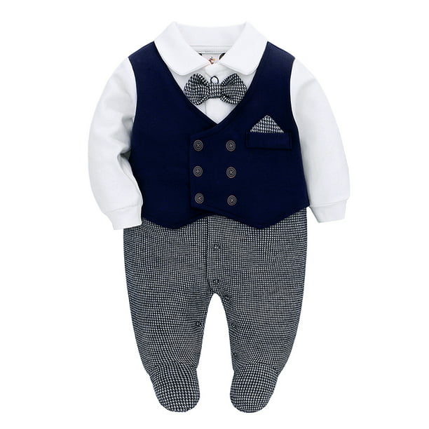 famuka 0-12 Months Baby Boy Formal Bodysuit One Piece Gentleman Romper ...
