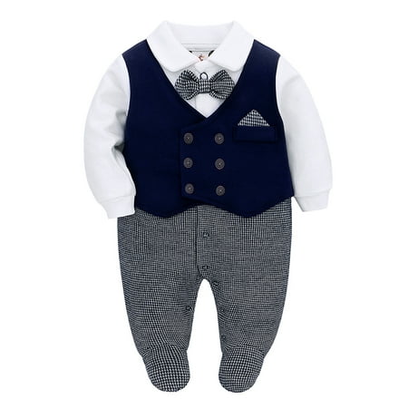 

famuka 0-12 Months Baby Boy Formal Bodysuit One Piece Gentleman Romper